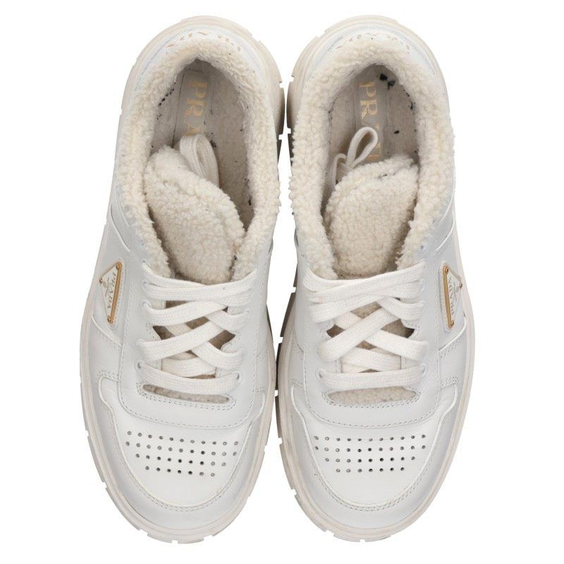 Prada Triangle Logo Fleece Sneakers — view 4