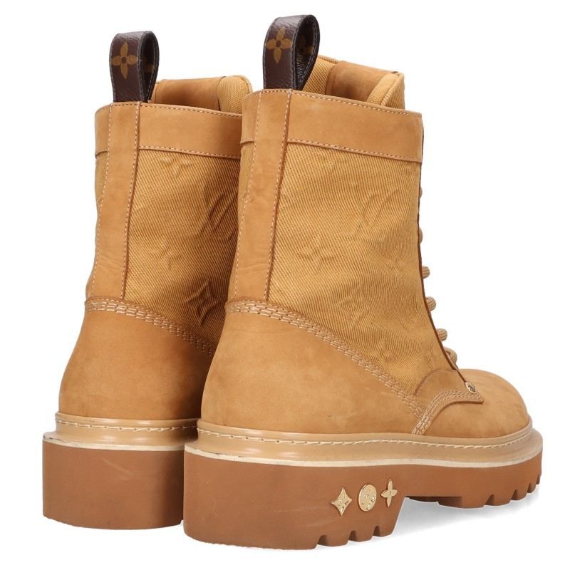 Louis Vuitton Ranger Line Monogram Embossed Suede Paneled Ankle Boots — view 2