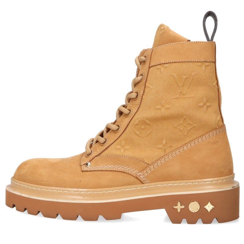Louis Vuitton Ranger Line Monogram Embossed Suede Paneled Ankle Boots
