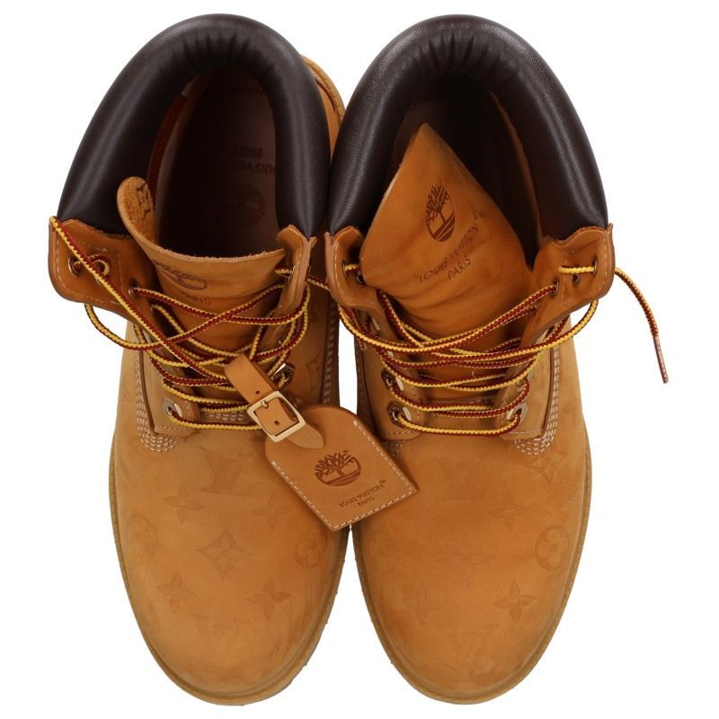 Louis Vuitton Timberland Leather Ankle Boots Nubuck Lace-up Boots 9.5 — view 4