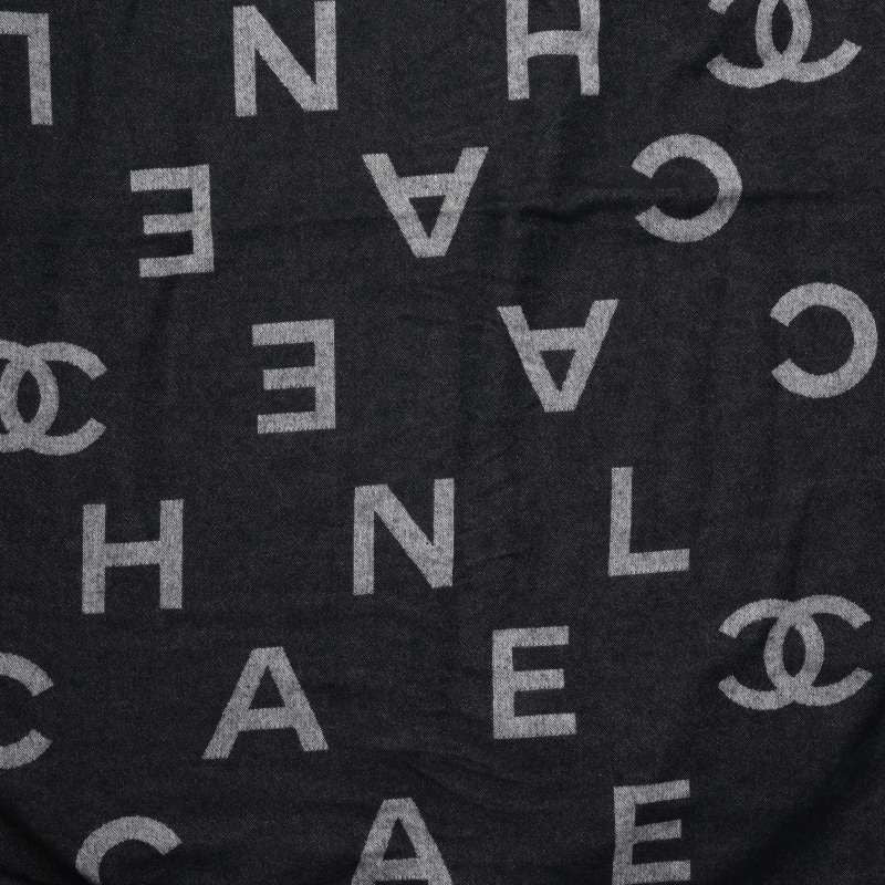 Chanel Cashmere Silk Logo CC Large Shawl Scarf — view 2