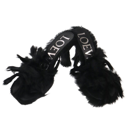 Loewe Fur Sandals Black