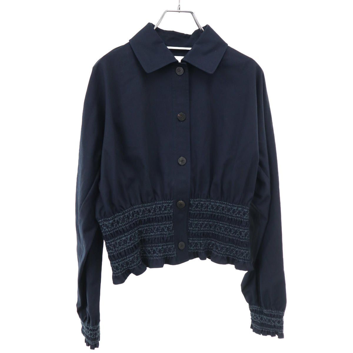Hermes Embroidery Short Jacket Navy 40