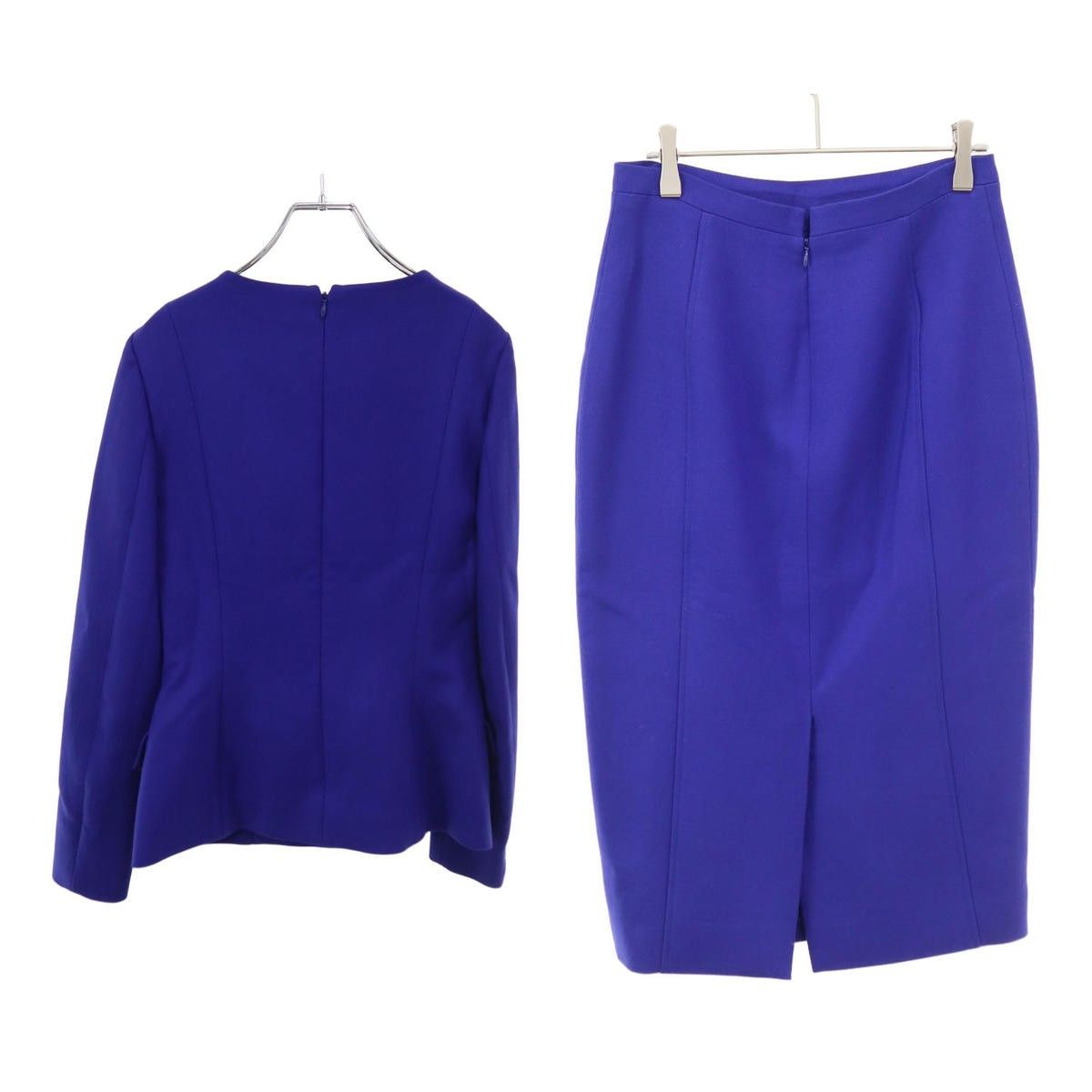 Dior Flower Bijou Collarless Jacket &skirt Set Suit Blue — view 2