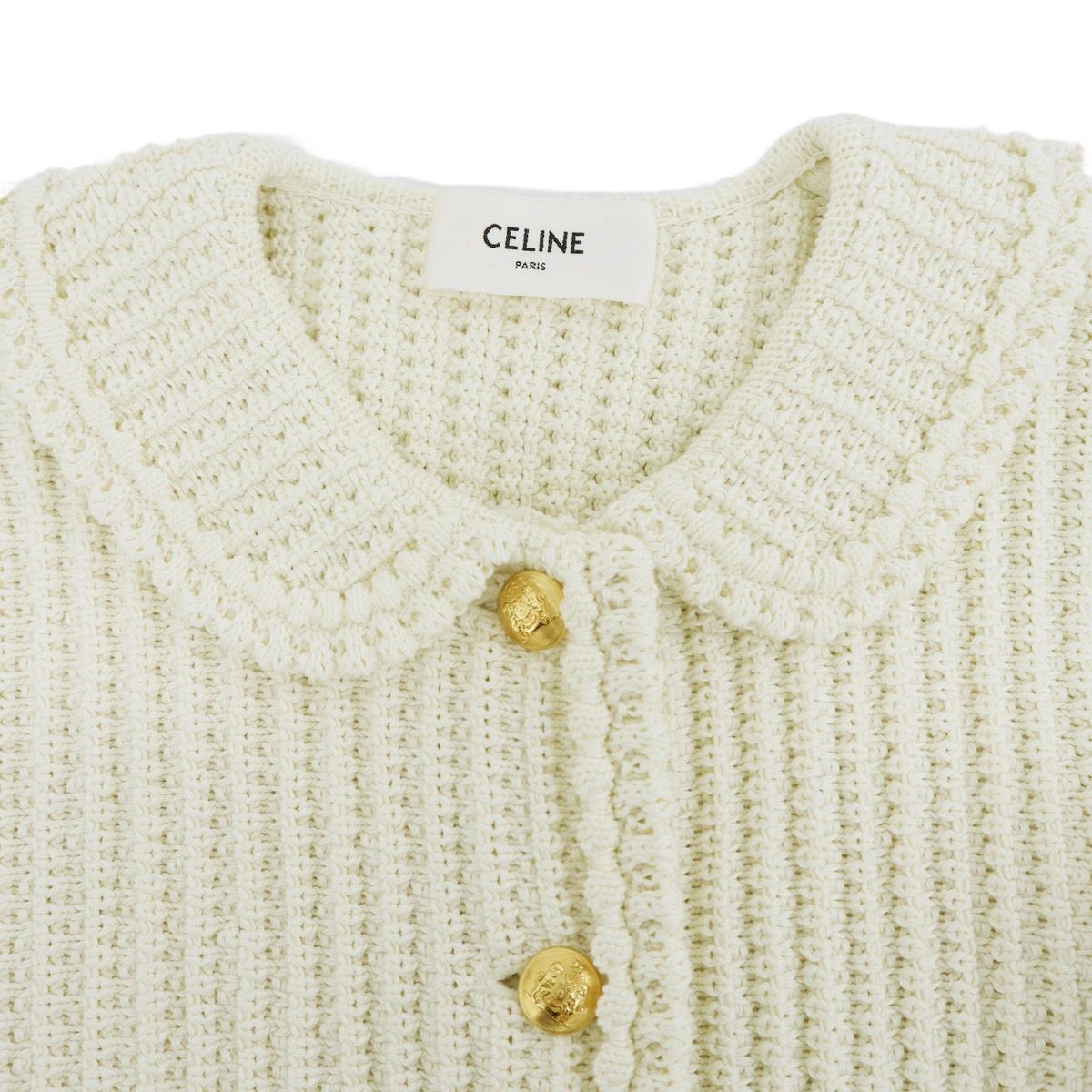 Celine Cotton Cardigan Knit Jacket White — view 4