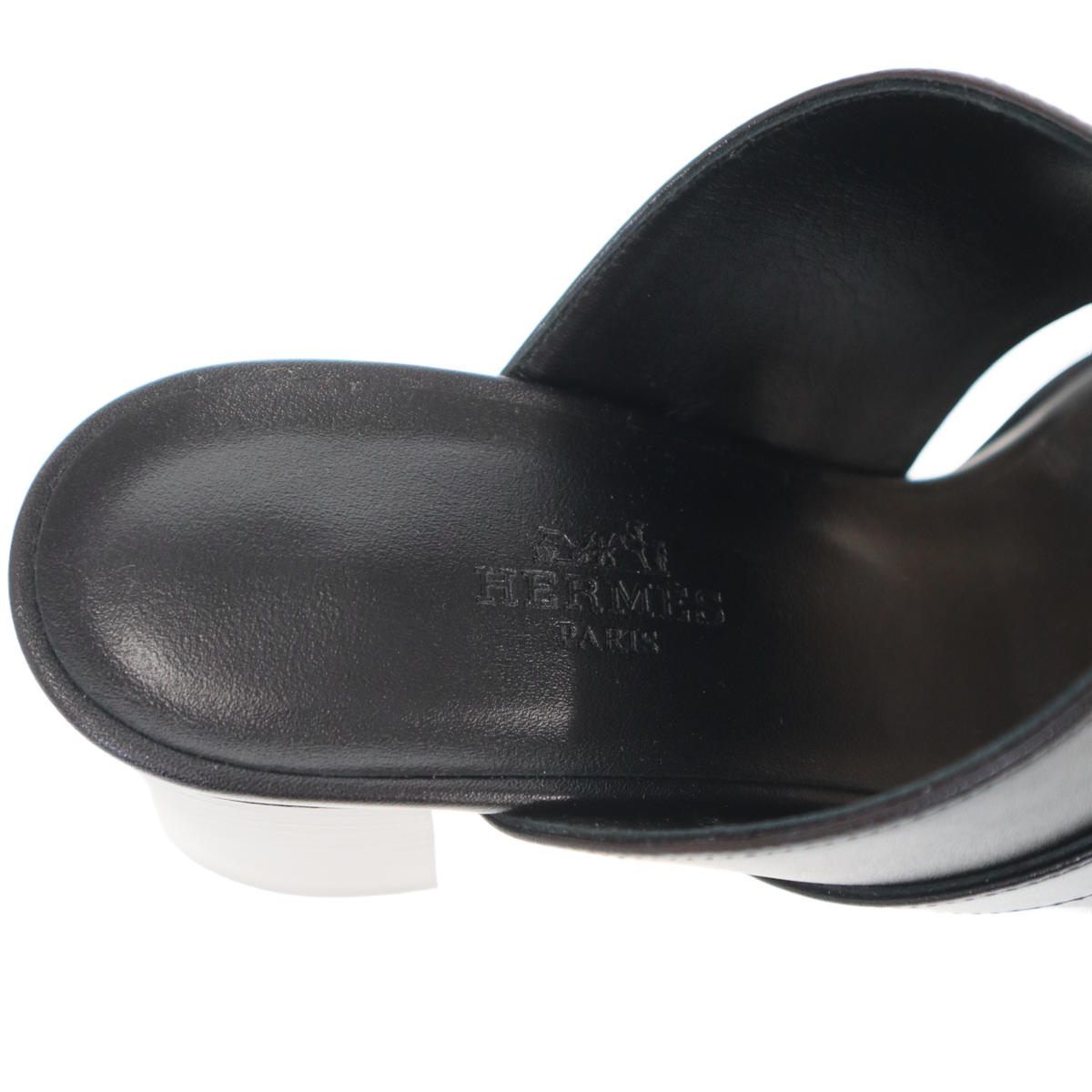Hermes Ninon 50 Sandals Kelly Buckle Black — view 5