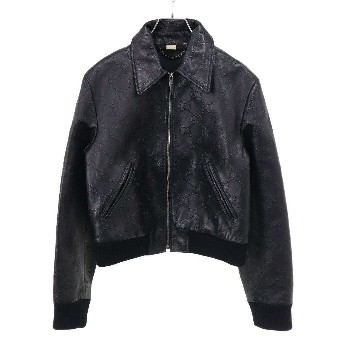 Gucci GG Leather Jacket Black 36
