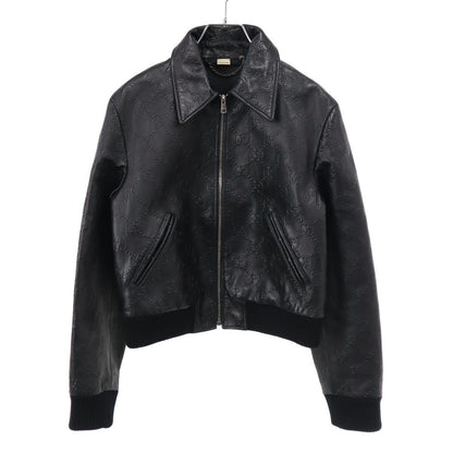 Gucci GG Leather Jacket Black 36