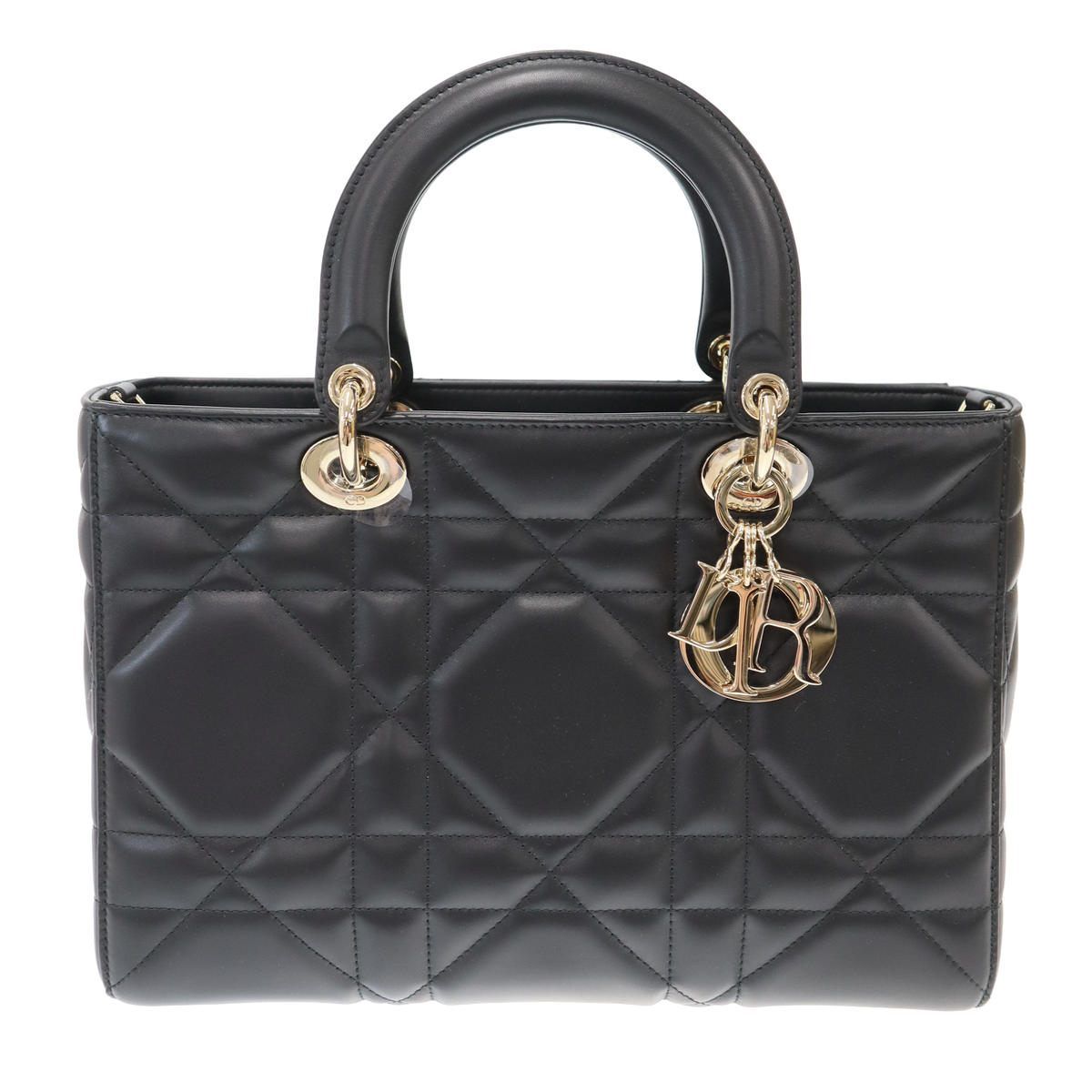 Dior Lady D-sire Cannage Medium 2-Way Shoulder Bag Black