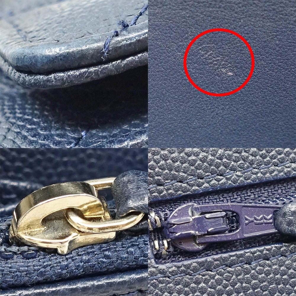 Chanel Chain Wallet Caviar Leather Navy CC Logo Shoulder Bag — view 8