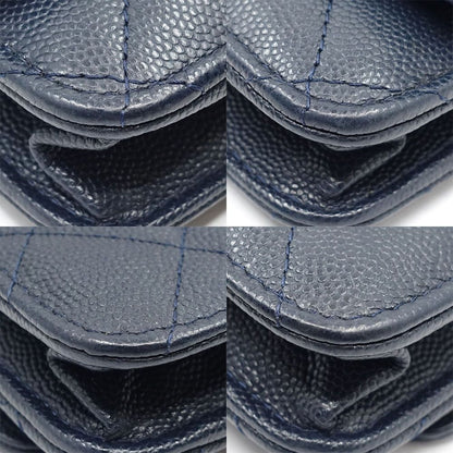 Chanel Chain Wallet Caviar Leather Navy CC Logo Shoulder Bag — view 5