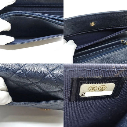Chanel Chain Wallet Caviar Leather Navy CC Logo Shoulder Bag — view 7