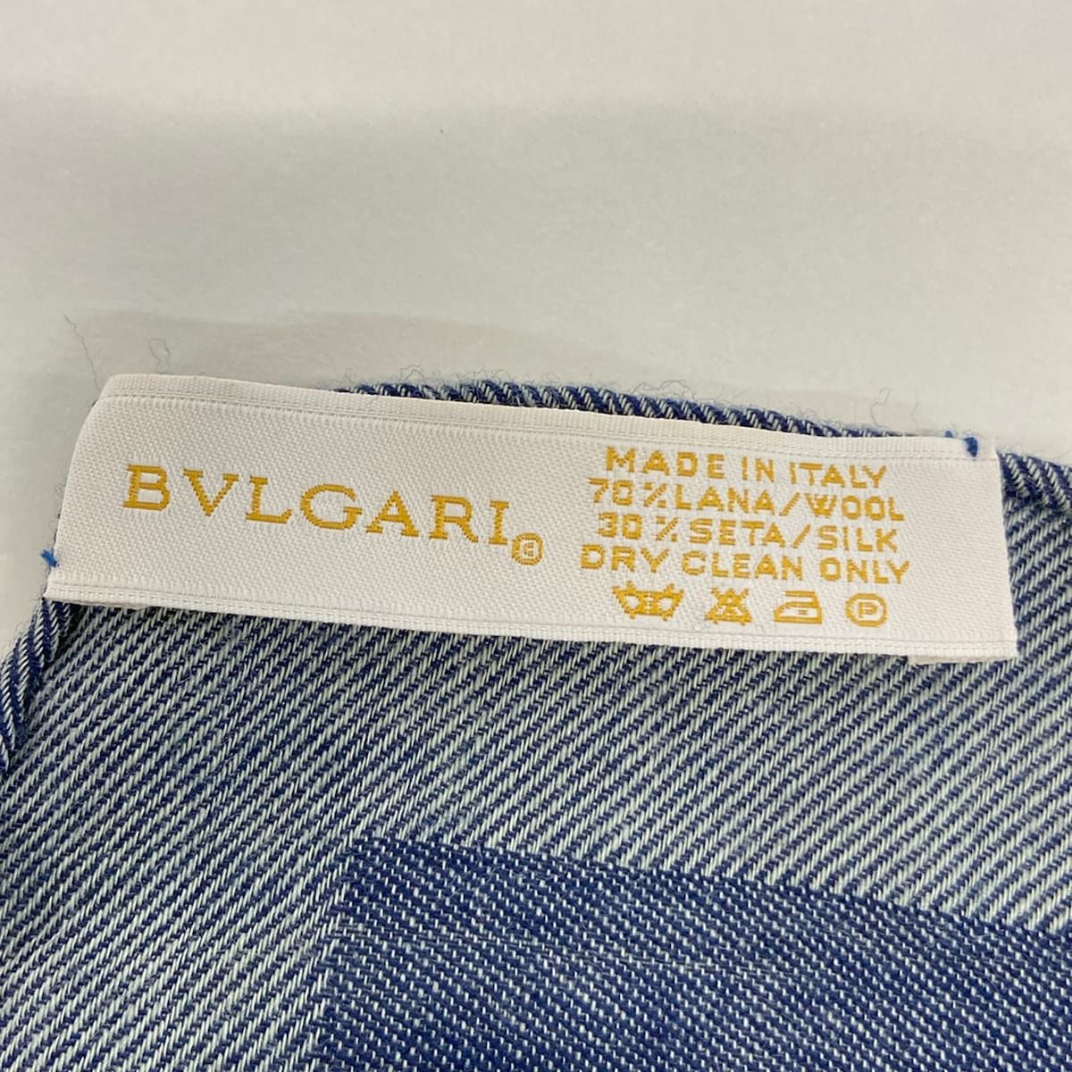 Bvlgari Shawl Gray Navy Wool Silk Scarf — view 2
