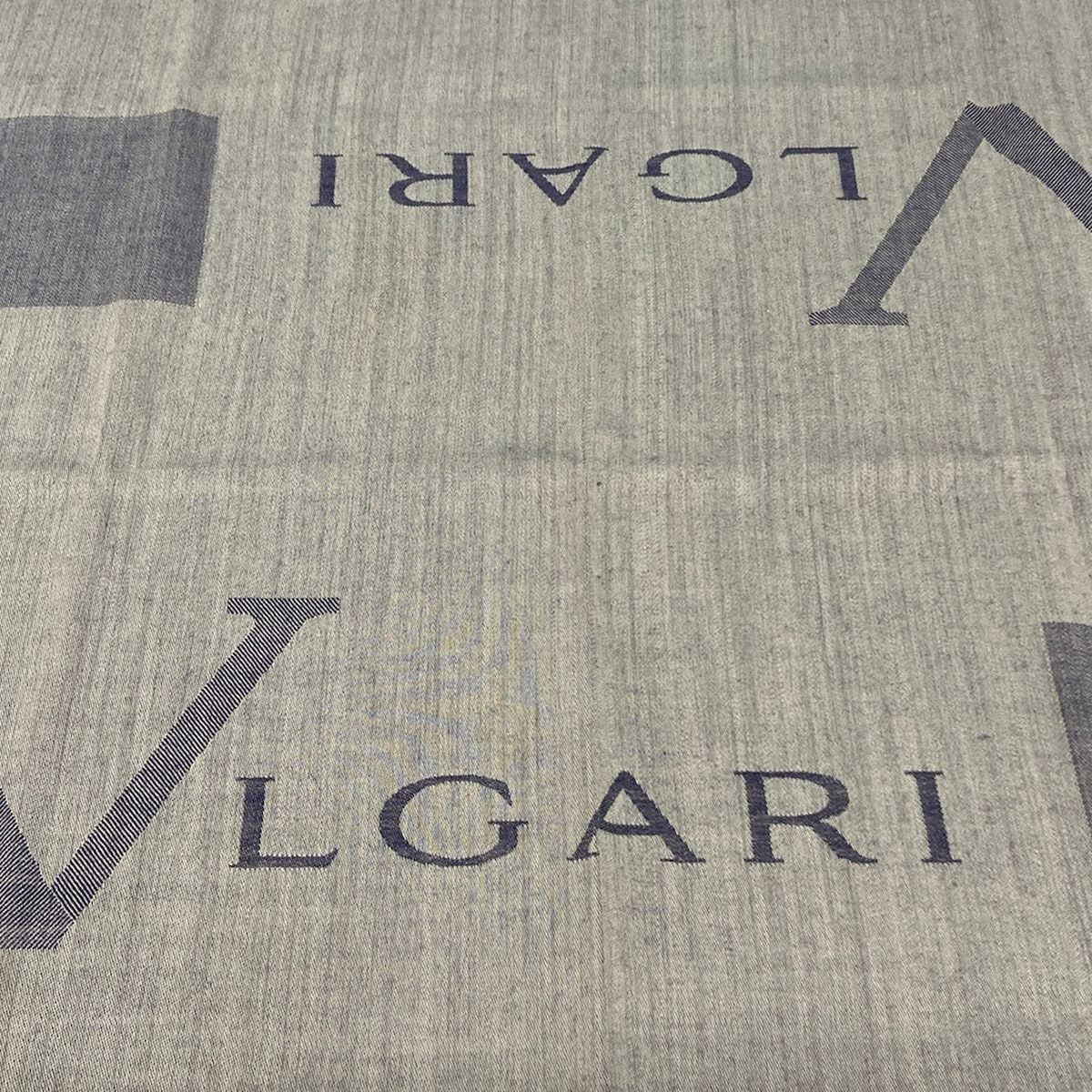 Bvlgari Shawl Gray Navy Wool Silk Scarf — view 3