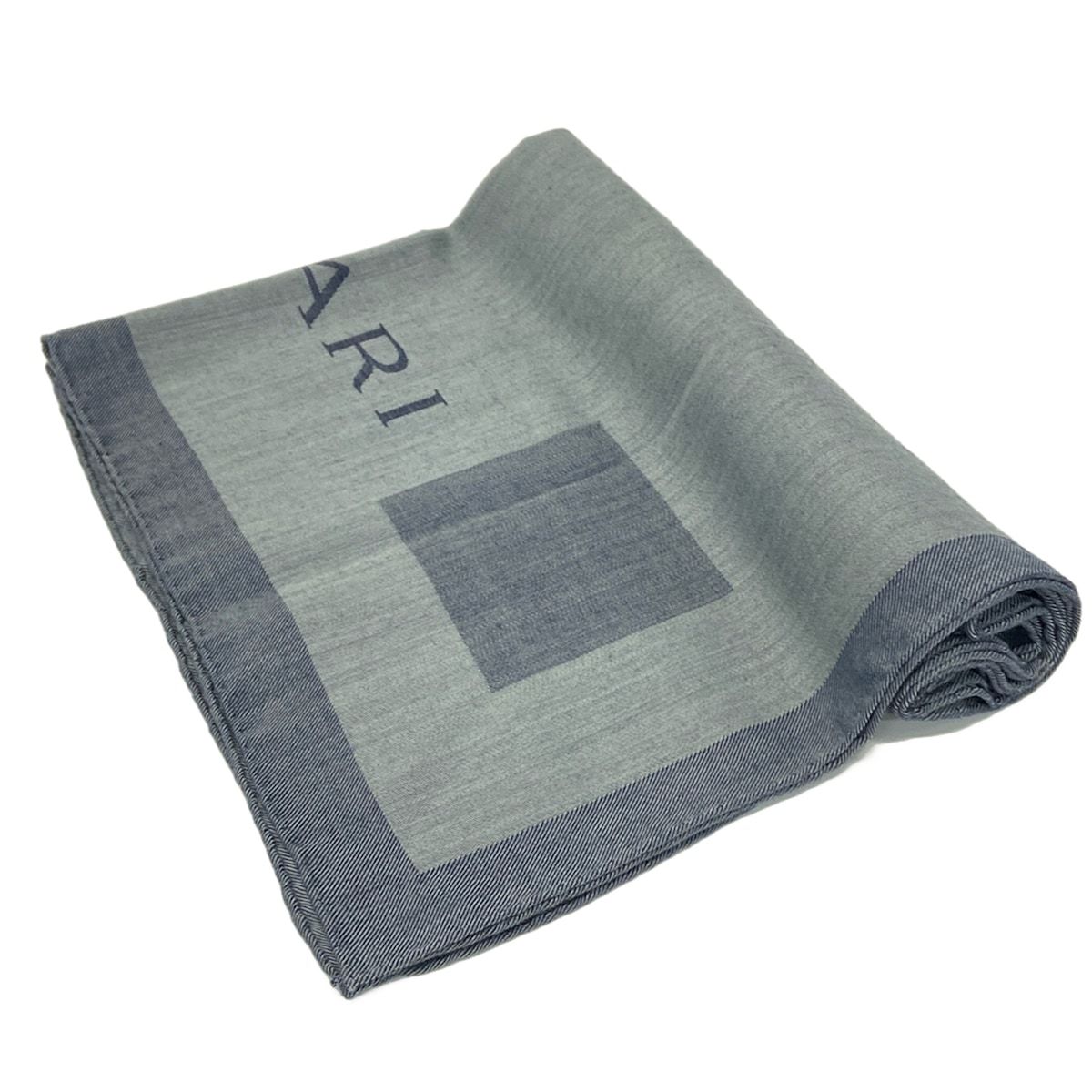 Bvlgari Shawl Gray Navy Wool Silk Scarf