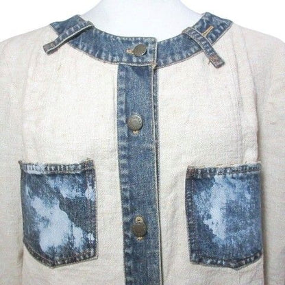Dolce & Gabbana Archive Denim Jacket Leopard Lining Distressed Linen JP L 44 — view 3