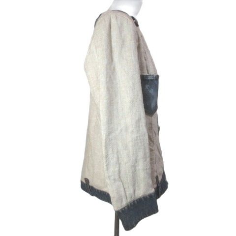 Dolce & Gabbana Archive Denim Jacket Leopard Lining Distressed Linen JP L 44 — view 6