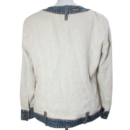 Dolce & Gabbana Archive Denim Jacket Leopard Lining Distressed Linen JP L 44 — view 2