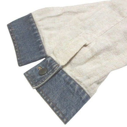 Dolce & Gabbana Archive Denim Jacket Leopard Lining Distressed Linen JP L 44 — view 5