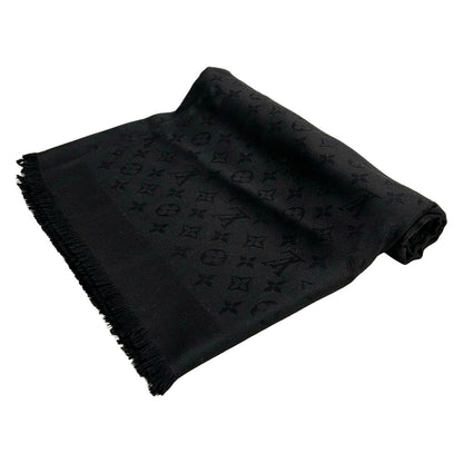 Louis Vuitton Shawl Monogram Noir Wool Silk Scarf