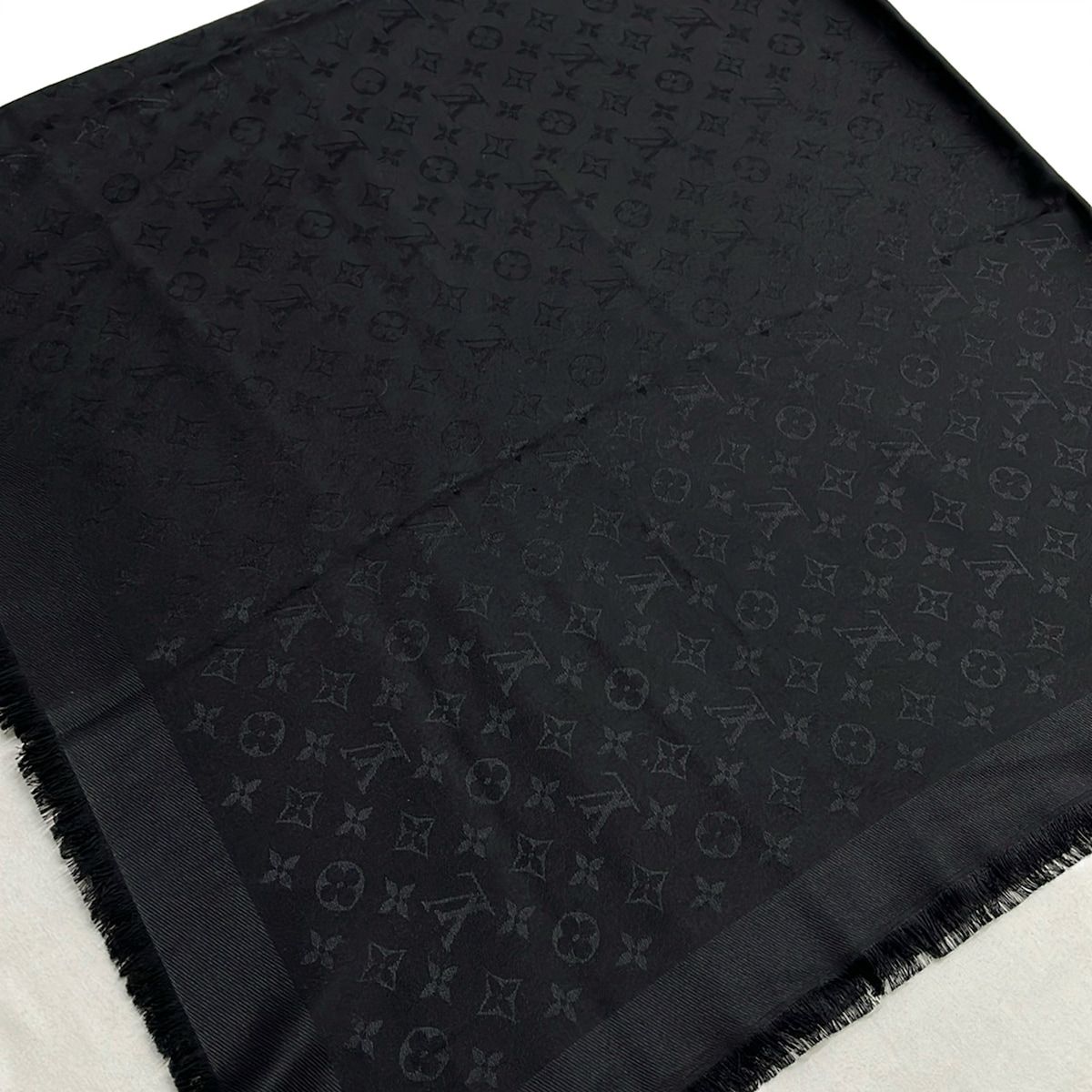 Louis Vuitton Shawl Monogram Noir Wool Silk Scarf — view 3