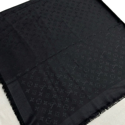 Louis Vuitton Shawl Monogram Noir Wool Silk Scarf — view 3