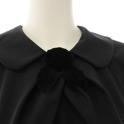 Louis Vuitton Blouse Top Short Sleeve Puff Flower Decoration Black 34 — view 4