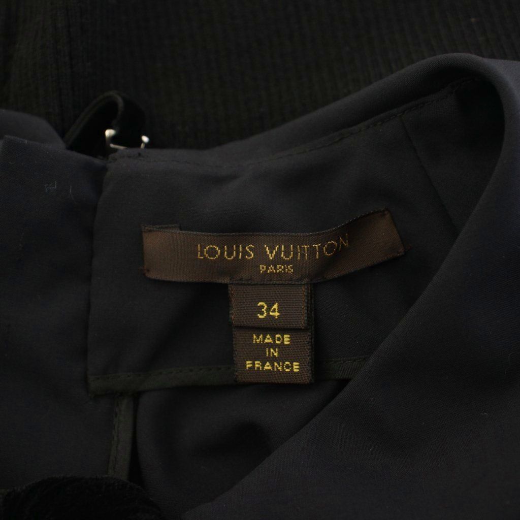 Louis Vuitton Blouse Top Short Sleeve Puff Flower Decoration Black 34 — view 7
