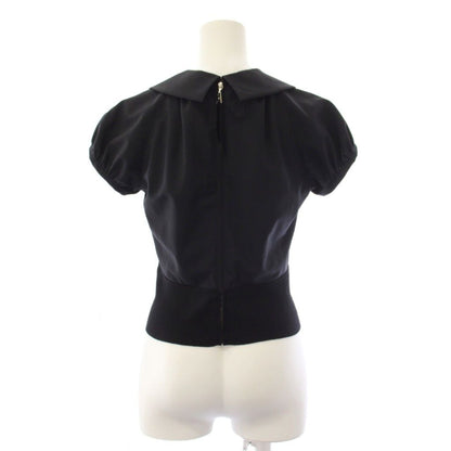 Louis Vuitton Blouse Top Short Sleeve Puff Flower Decoration Black 34 — view 3