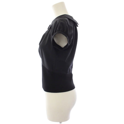 Louis Vuitton Blouse Top Short Sleeve Puff Flower Decoration Black 34 — view 2