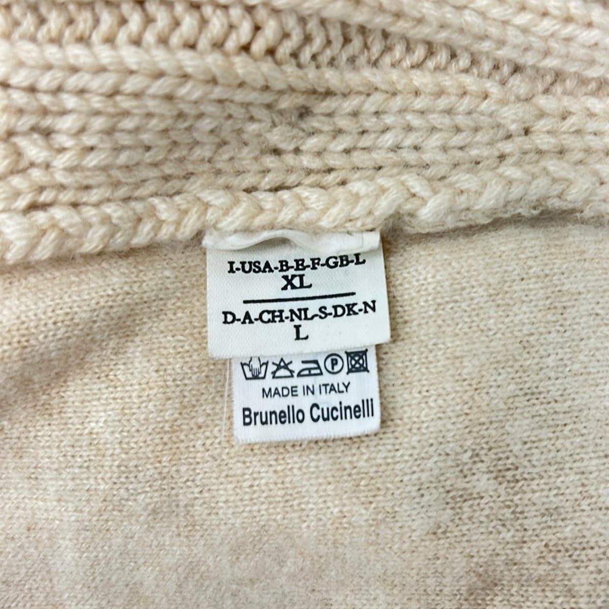 Brunello Cucinelli Long Sleeve Sweater US Beige Turtleneck Cashmere XL — view 6