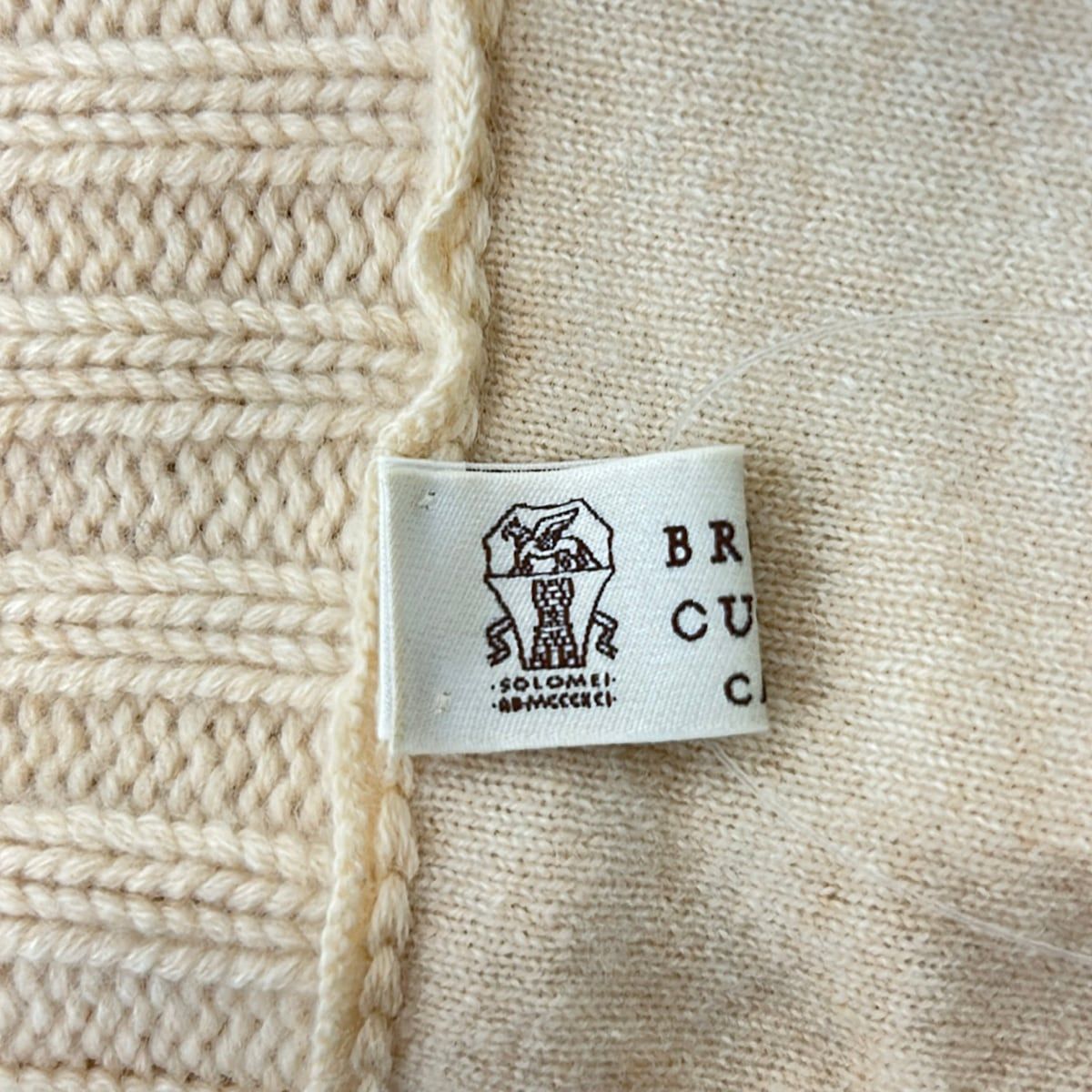 Brunello Cucinelli Long Sleeve Sweater US Beige Turtleneck Cashmere XL — view 3