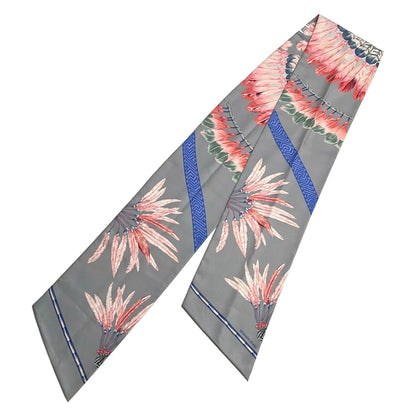 Hermes Scarf Maxi Twilly Gray Blue Pink Ribbon — view 4
