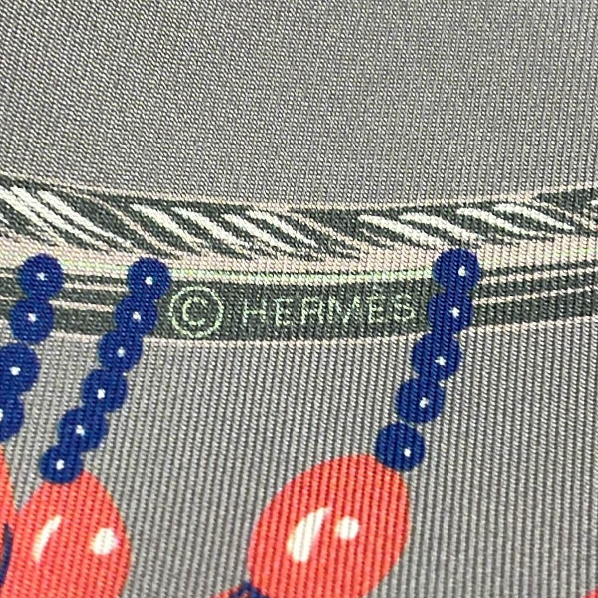 Hermes Scarf Maxi Twilly Gray Blue Pink Ribbon — view 2