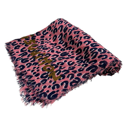 Louis Vuitton Shawl Etole Leopard Pink Navy Print Scarf