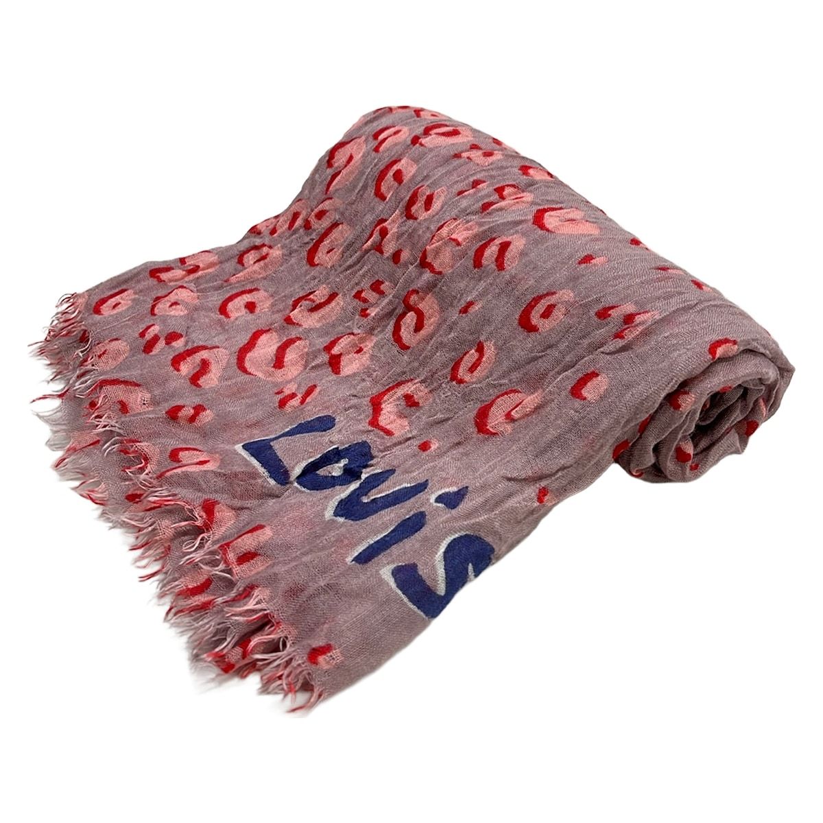 Louis Vuitton Shawl Purple Pink Leopard Print Scarf