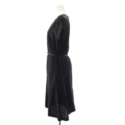 Miu Miu Dress Knee-Length French Sleeve Black — view 2