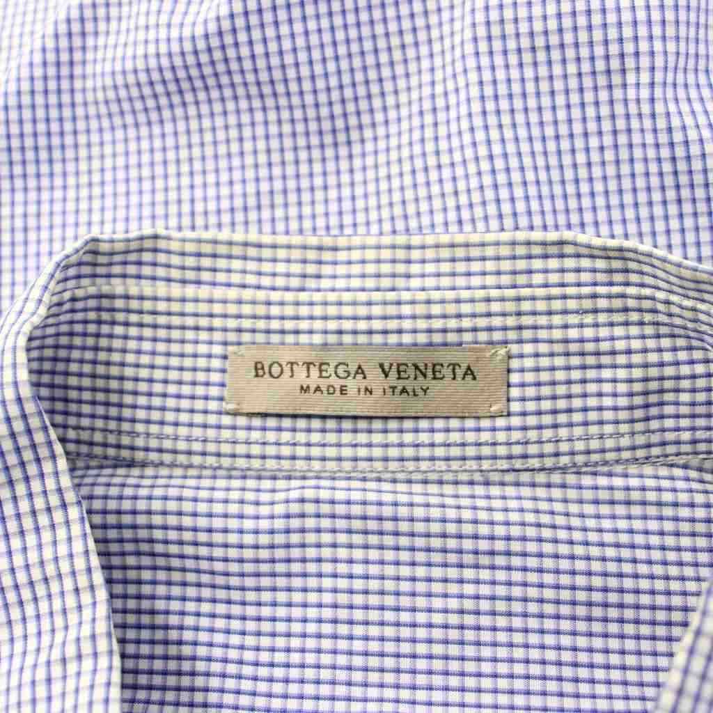 Bottega Veneta Printed Checked Shirt Long Sleeve Check Pattern 41/16 Blue — view 5