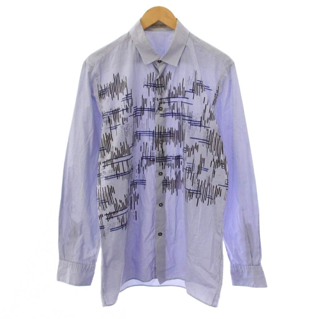 Bottega Veneta Printed Checked Shirt Long Sleeve Check Pattern 41/16 Blue