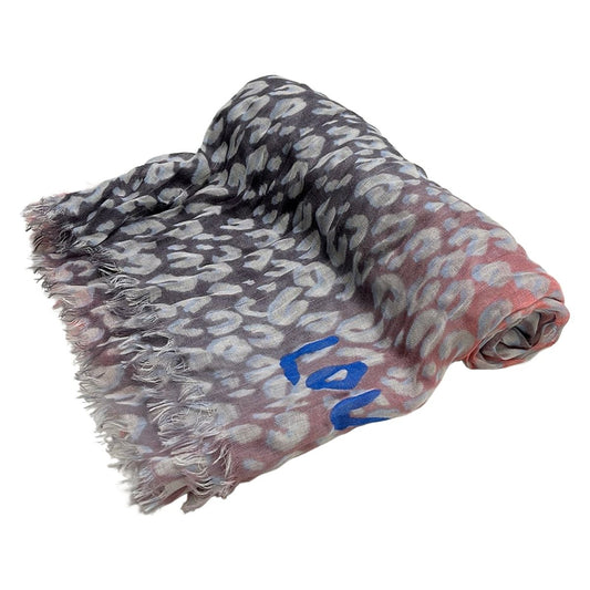 Louis Vuitton Shawl Etole Leopard Blurry Pink Gray Light Blue Scarf