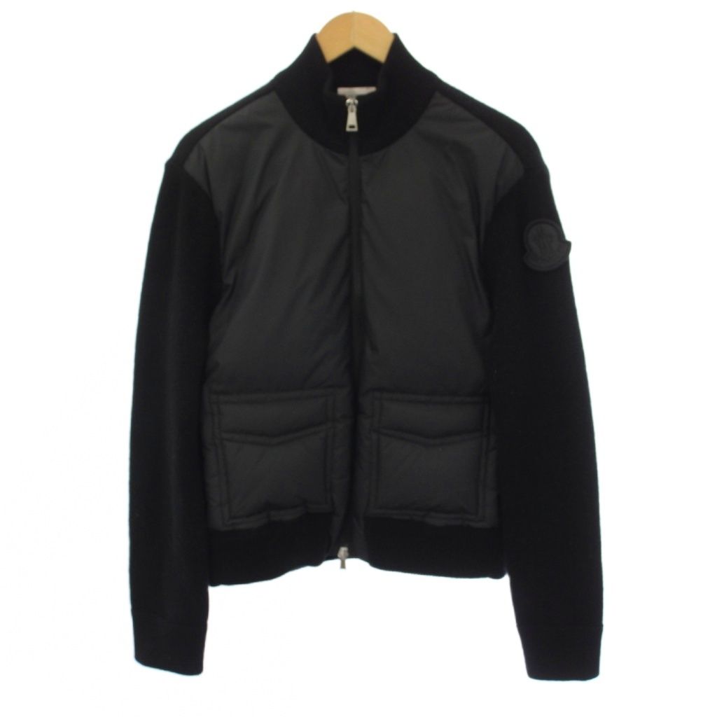 Moncler Cardigan Tricot Down Contrast Knit Long Sleeve Zip Up Black S