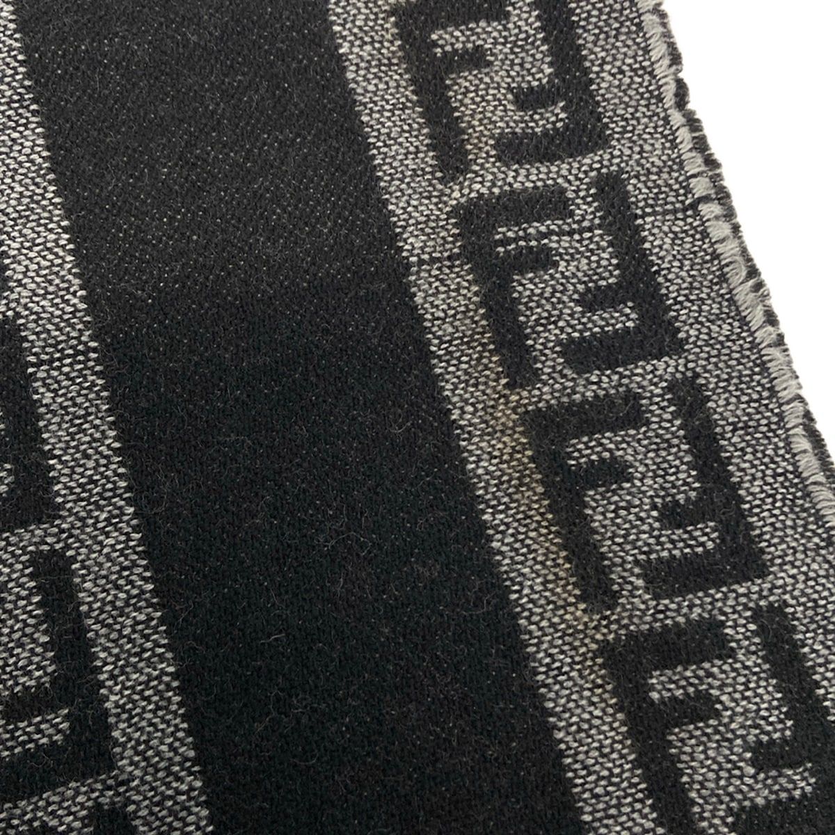 Fendi Scarf Black Dark Gray Zucca Pattern Wool — view 4