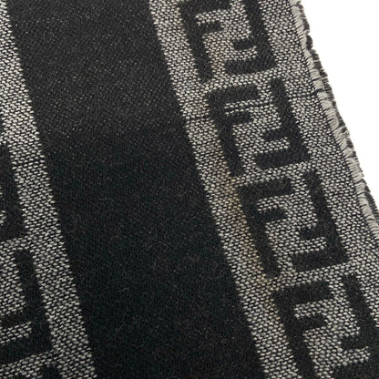 Fendi Scarf Black Dark Gray Zucca Pattern Wool — view 4