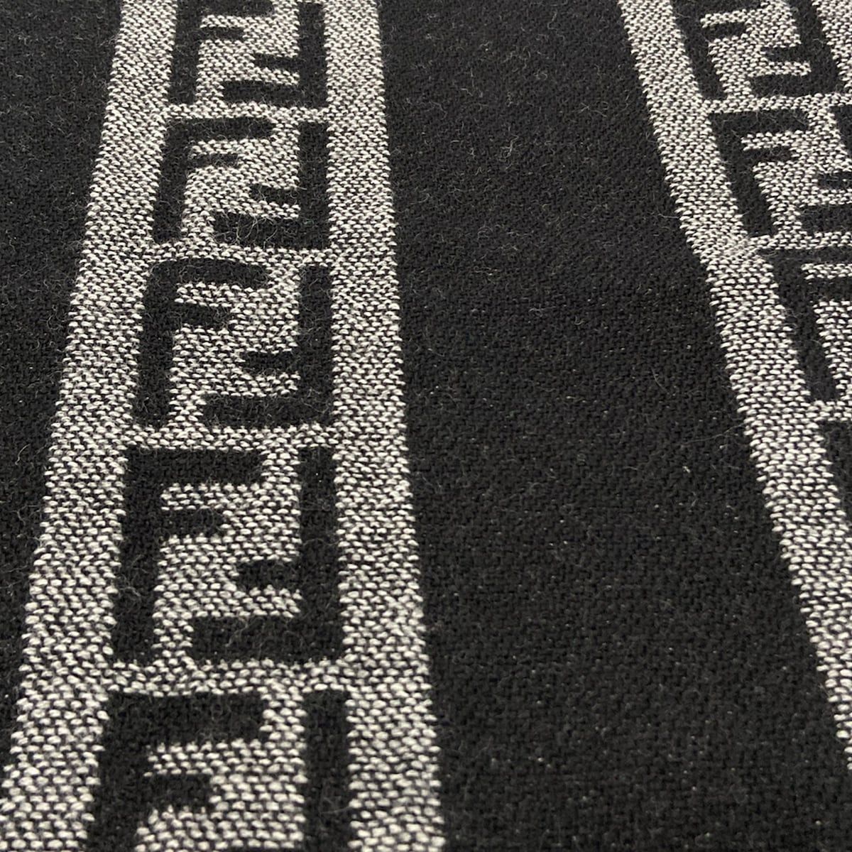 Fendi Scarf Black Dark Gray Zucca Pattern Wool — view 3