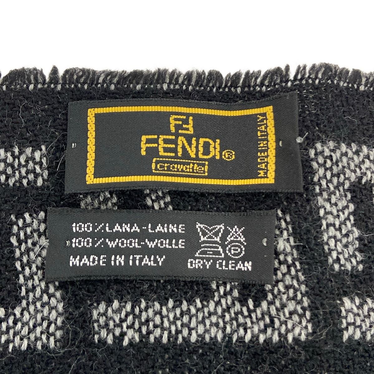 Fendi Scarf Black Dark Gray Zucca Pattern Wool — view 2