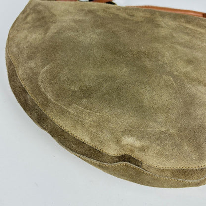 Gucci Shoulder Bag Suede Green Brown — view 4