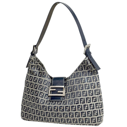 Fendi Shoulder Bag Zucchino Pattern Canvas Navy
