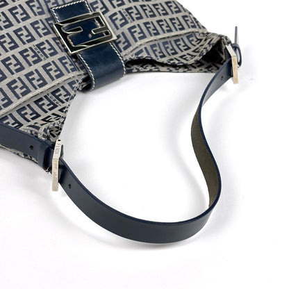 Fendi Shoulder Bag Zucchino Pattern Canvas Navy — view 7