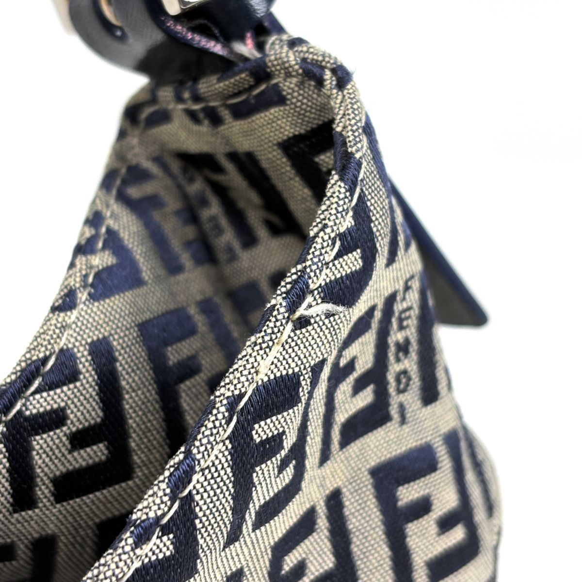 Fendi Shoulder Bag Zucchino Pattern Canvas Navy — view 5