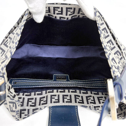 Fendi Shoulder Bag Zucchino Pattern Canvas Navy — view 8